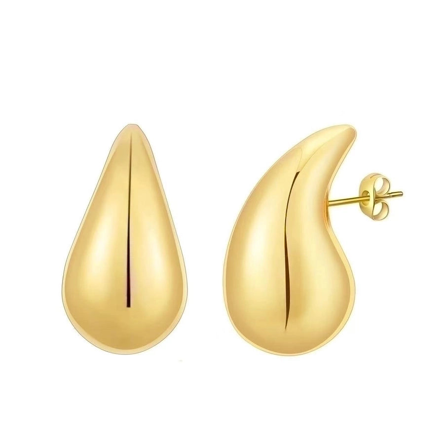 1 Pair Simple Style Water Droplets Plating 304 Stainless Steel 18K Gold Plated Ear Studs
