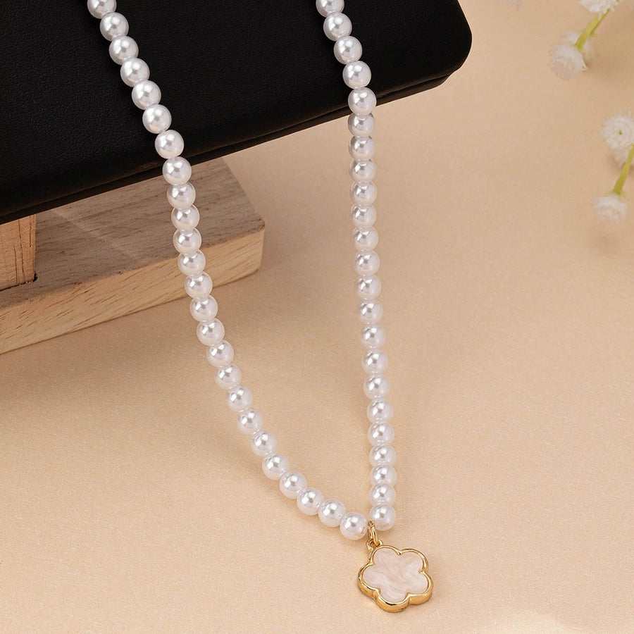 Elegant Simple Style Classic Style Flower Plastic Zinc alloy  Pendant Necklace
