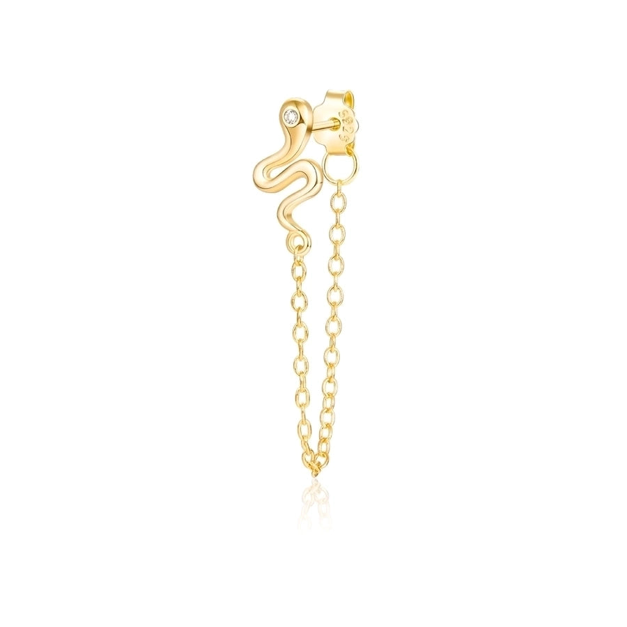 1 piece simple style classic style flower snake lightning plating inlay sterling silver zircon 18k gold plated white gold plated drop earrings