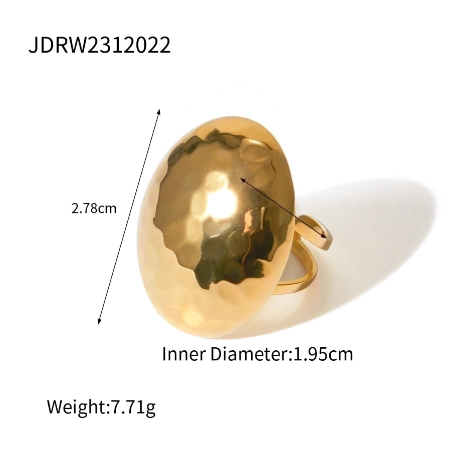 Jewelry IG Style Hammered 304 Stainless Steel 18K Gold Plated Open Rings
