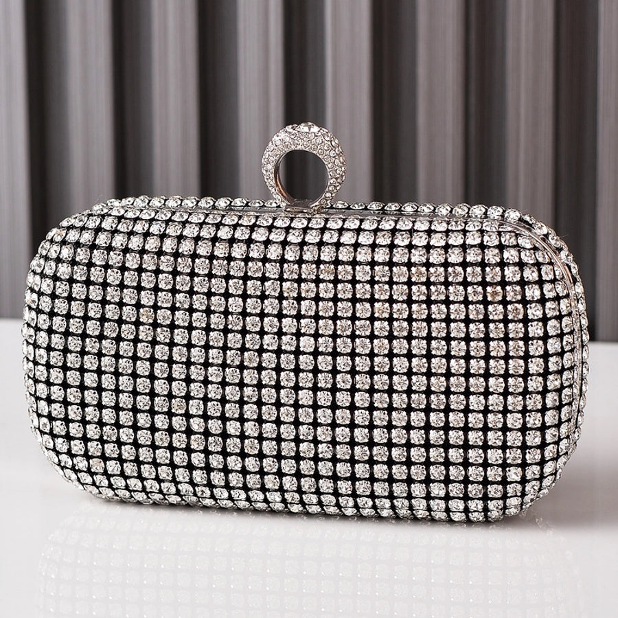 Silver Black Gold Polyester Solid Color Oval Evening Bags