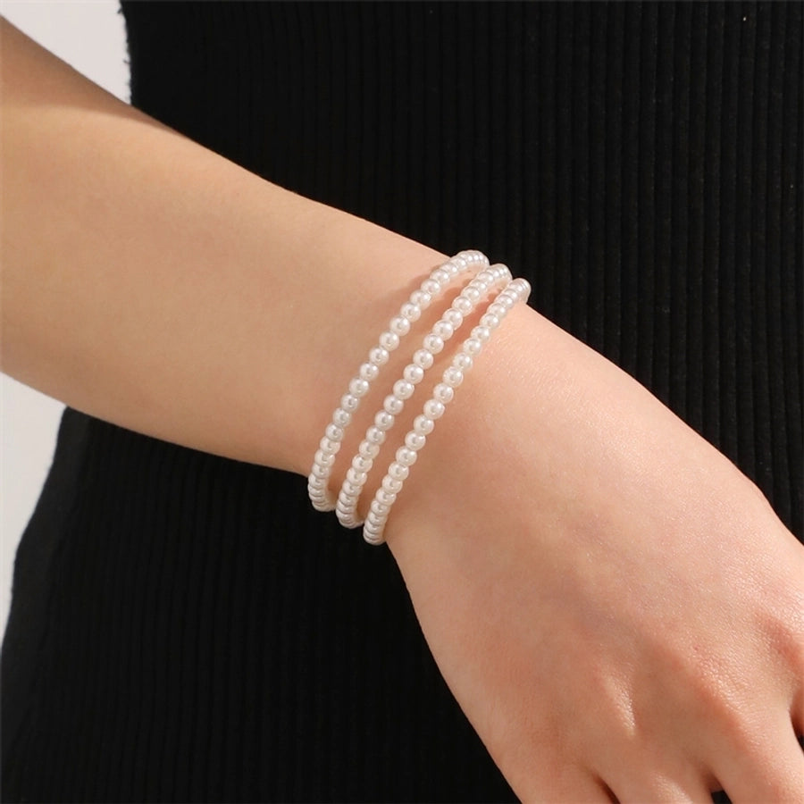 modern style simple style triangle water droplets bow knot artificial gemstones artificial pearl inlay rhinestones pearl women's bangle