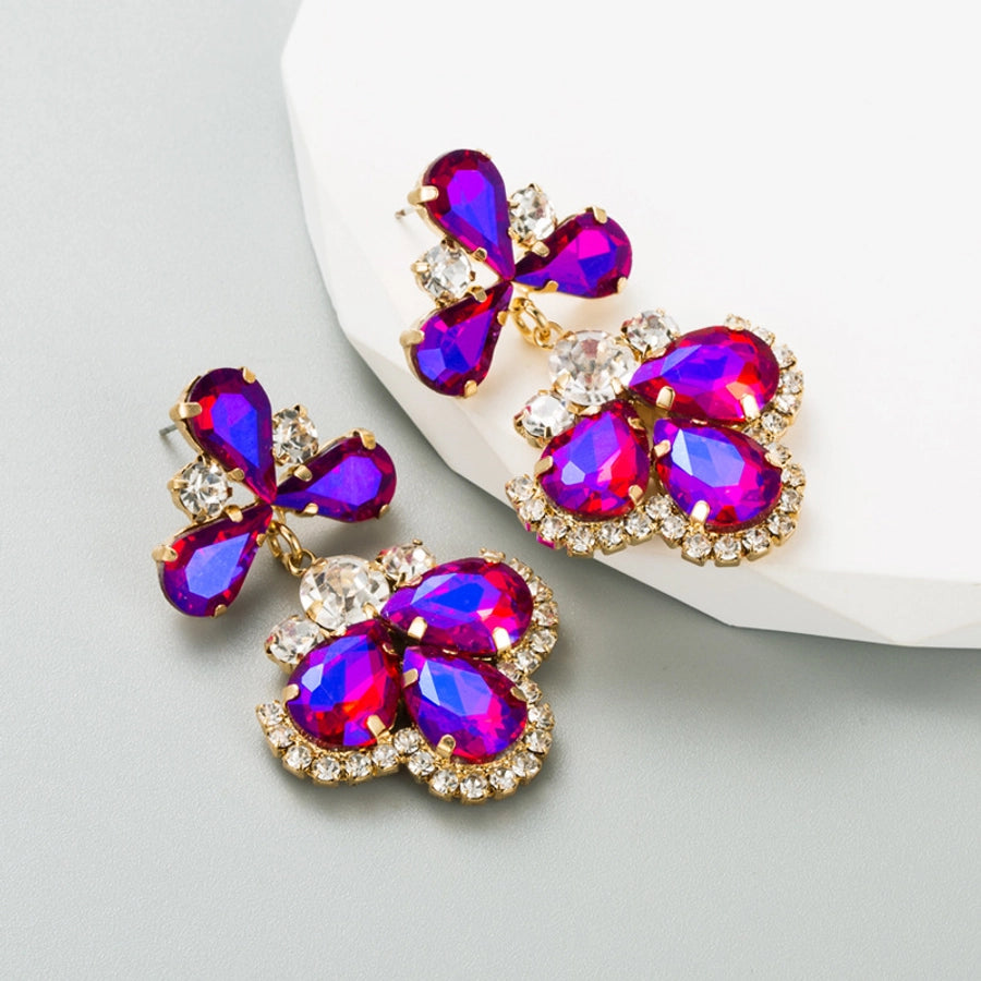 fashion geometric alloy rhinestones women's earrings 1 pair