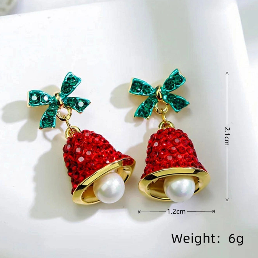 jewelry cute bow knot bell alloy rhinestones enamel plating inlay drop earrings