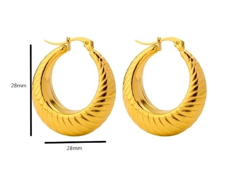1 pair retro french style c shape u shape water droplets plating stainless steel 18k gold plated earrings
