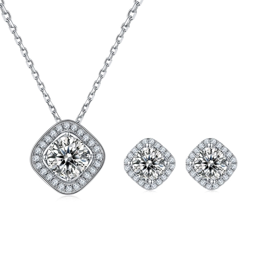 Elegant Princess Sweet Geometric Sterling Silver Inlay Zircon Rhodium Plated Women's Bracelets Earrings Necklace