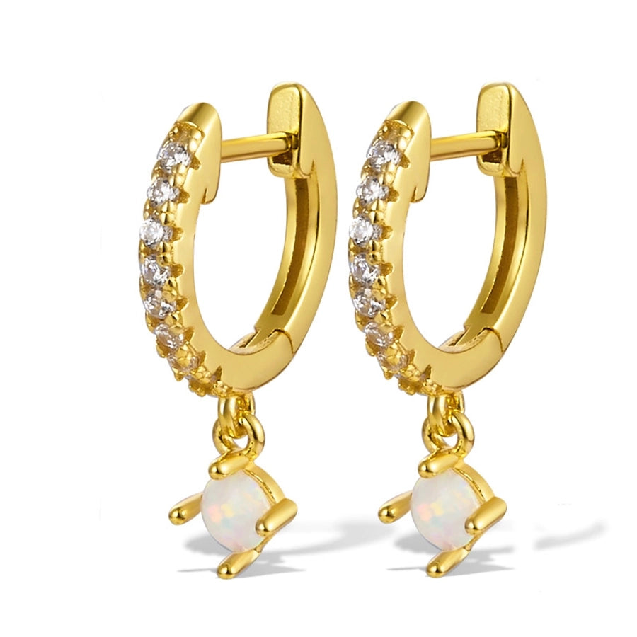 1 pair cute luxurious queen solid color plating inlay sterling silver zircon 18k gold plated drop earrings
