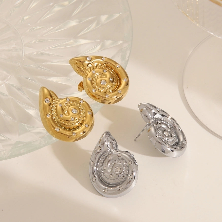 1 Pair Simple Style Classic Style Commute Conch Solid Color 304 Stainless Steel 18K Gold Plated Ear Studs