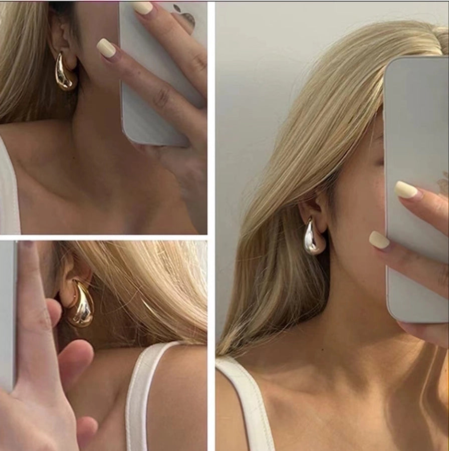 1 Pair Simple Style Water Droplets Plating 304 Stainless Steel 18K Gold Plated Ear Studs
