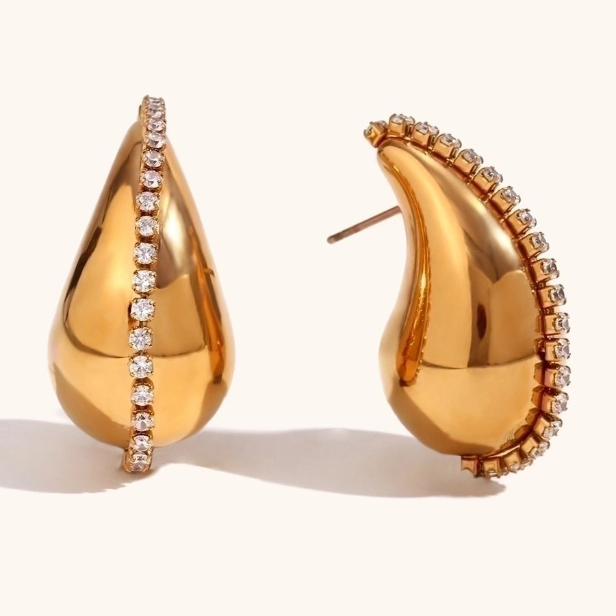 1 Pair Simple Style Water Droplets Plating 304 Stainless Steel 18K Gold Plated Ear Studs