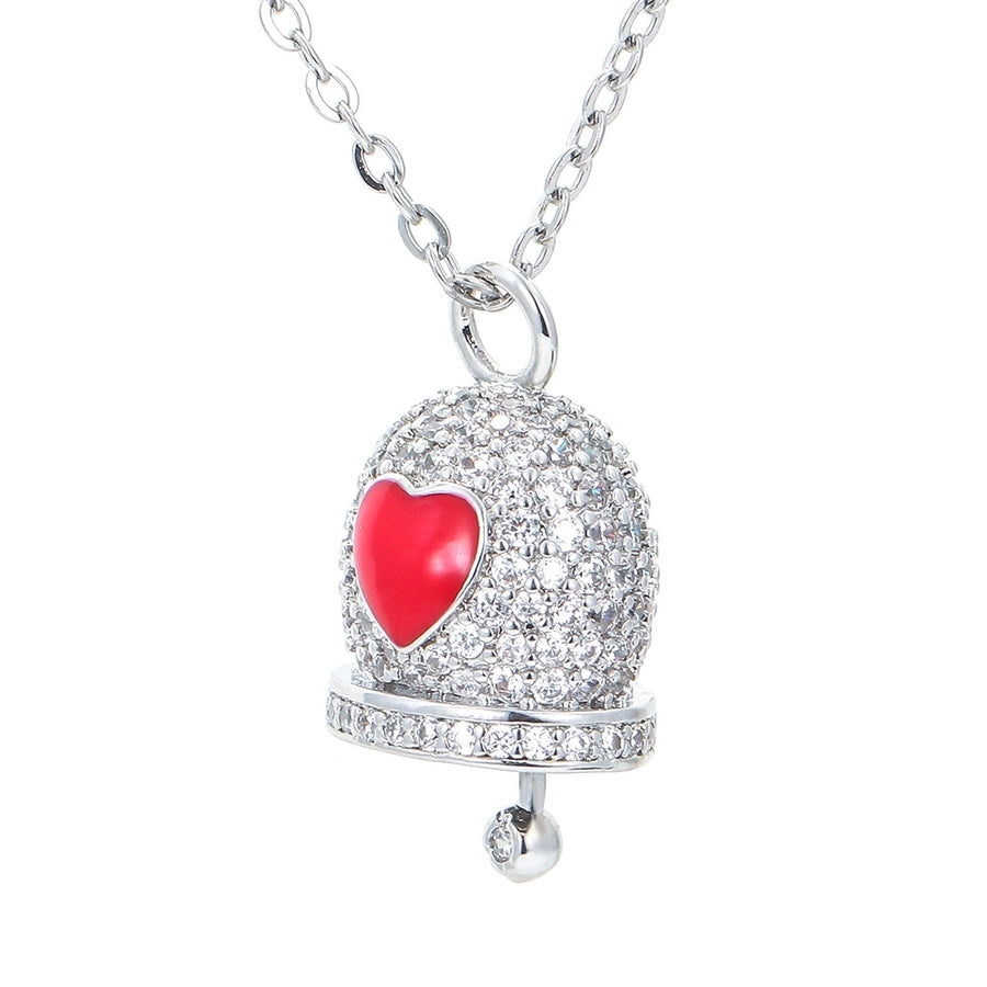 korean style bell copper pendant necklace inlay zircon copper necklaces