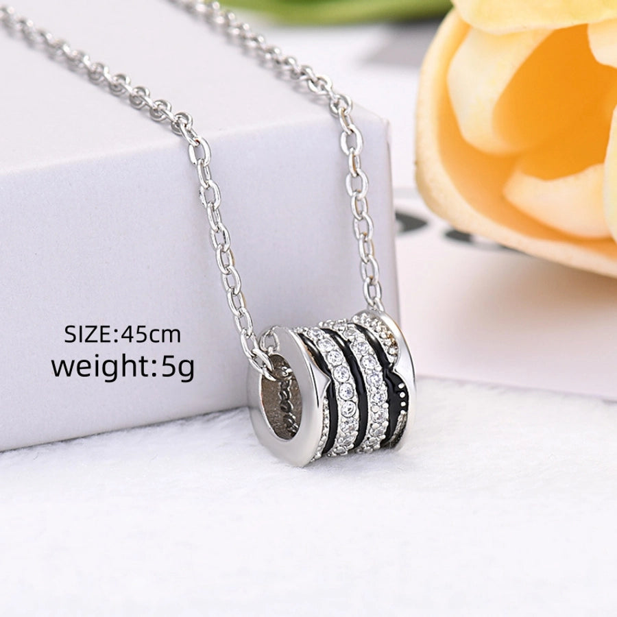 Copper Rose Gold Plated White Gold Plated Inlay Geometric Zircon Pendant Necklace
