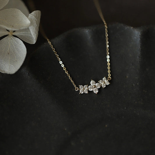 sweet flower sterling silver plating inlay artificial gemstones 14k gold plated pendant necklace