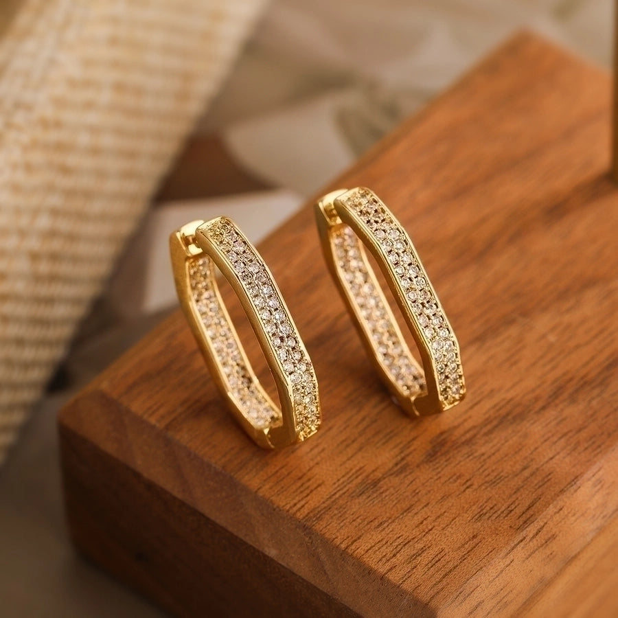1 Pair Simple Style Commute Geometric Plating Inlay Copper Zircon Earrings