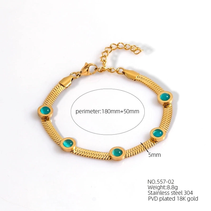 Simple Style Classic Style Color Block 304 Stainless Steel natural stone 18K Gold Plated Crystal Bracelets In Bulk