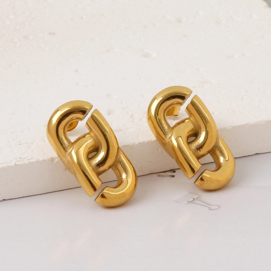 Hot Selling Crossed Circle Stainless Steel Earrings Female Furnace Vacuum Vapor Plating 18K Gold Earrings Necklace Suit