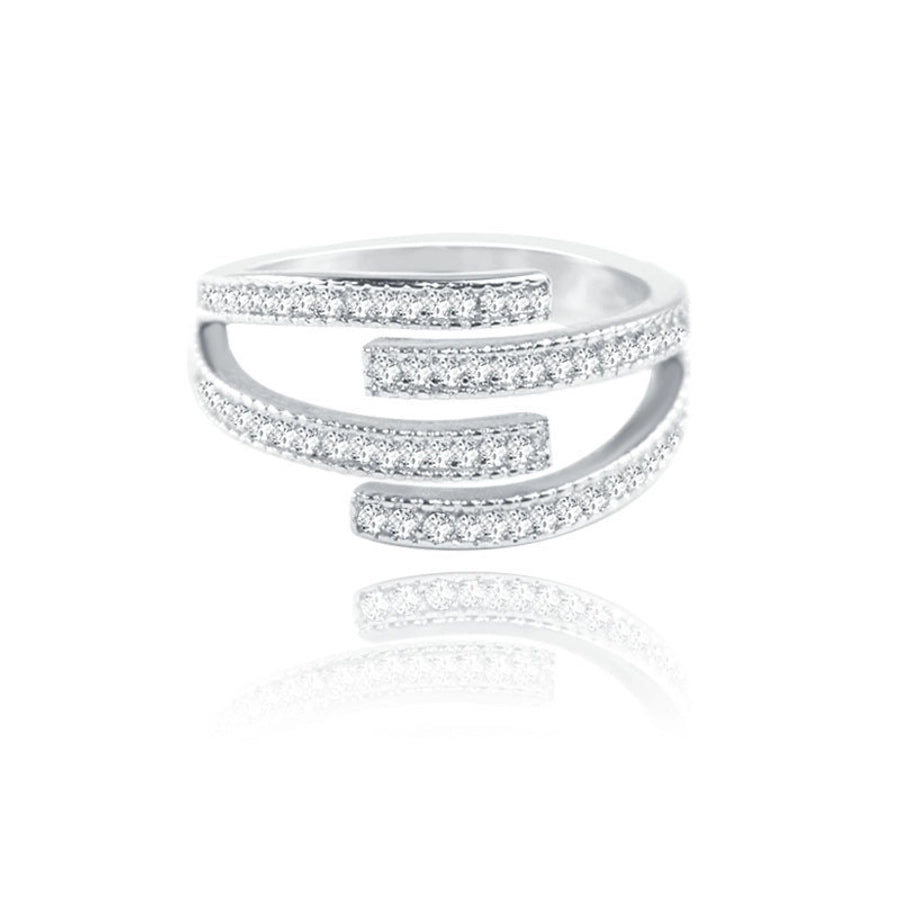 streetwear irregular copper inlay zircon open rings