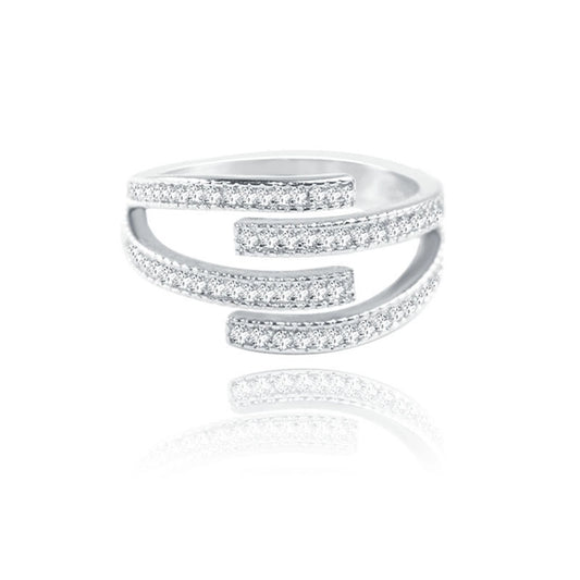 streetwear irregular copper inlay zircon open rings