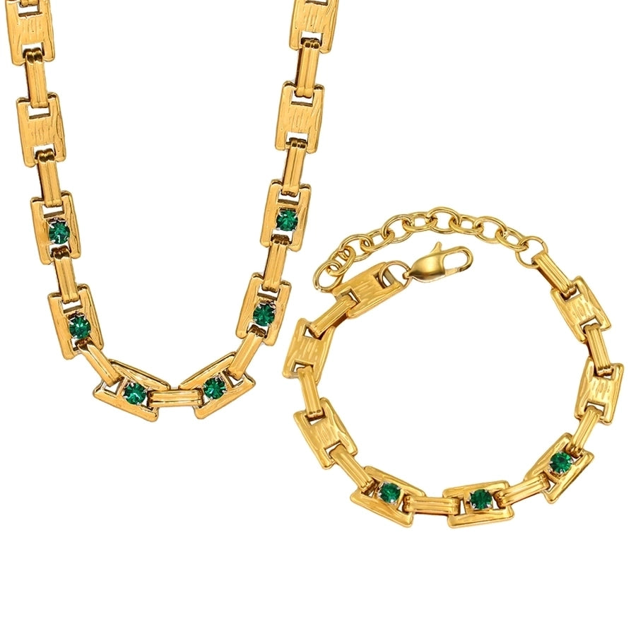 Jewelry Simple Style Classic Style Solid Color 304 Stainless Steel Rhinestones 18K Gold Plated Plating Inlay Jewelry Set
