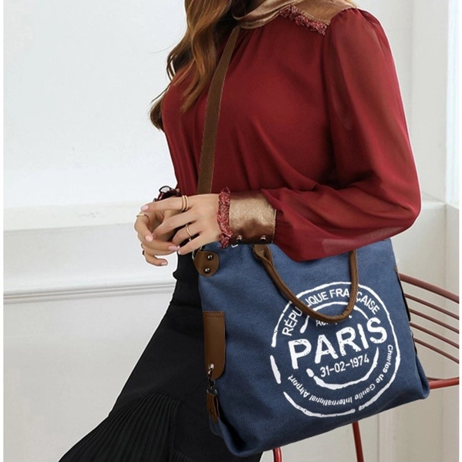 Women's Medium Canvas Letter Basic Classic Style Square Zipper Crossbody Bag