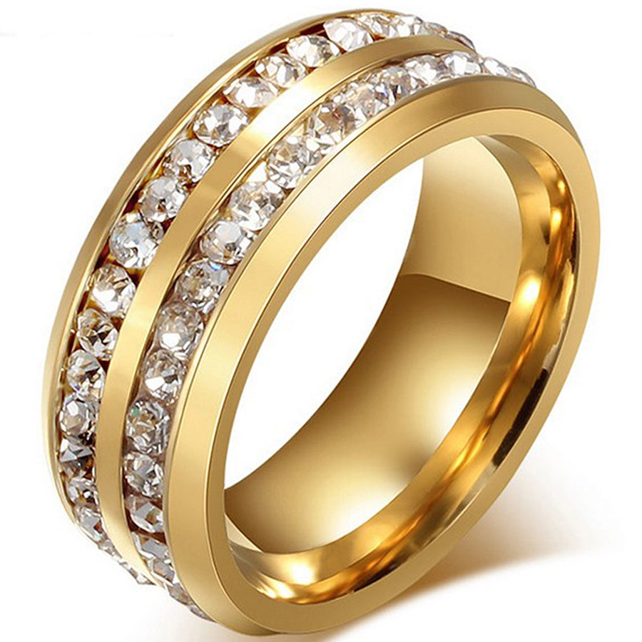 fashion titanium steel rhinestone hypoallergenic ring  jewelry