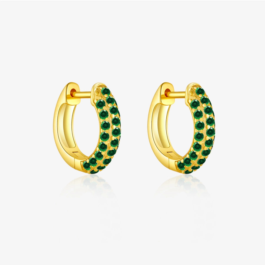1 Pair 18K Gold Plated White Gold Plated Sterling Silver Zircon Circle Earrings