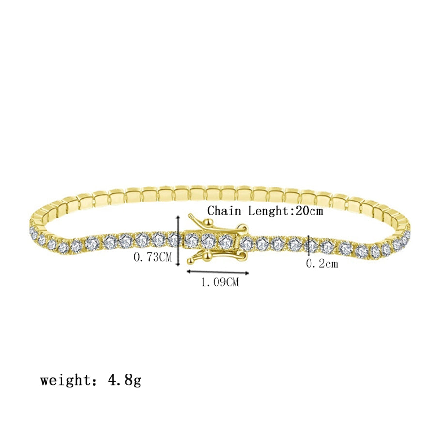 modern style solid color sterling silver inlay zircon tennis bracelet