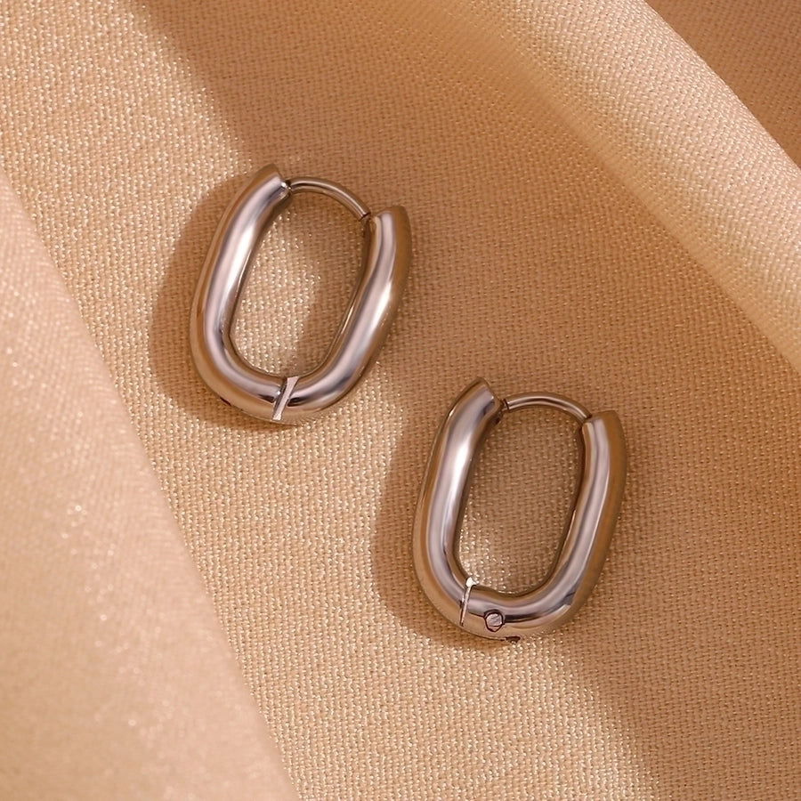 1 Pair Simple Style Solid Color Plating 304 Stainless Steel 18K Gold Plated Earrings