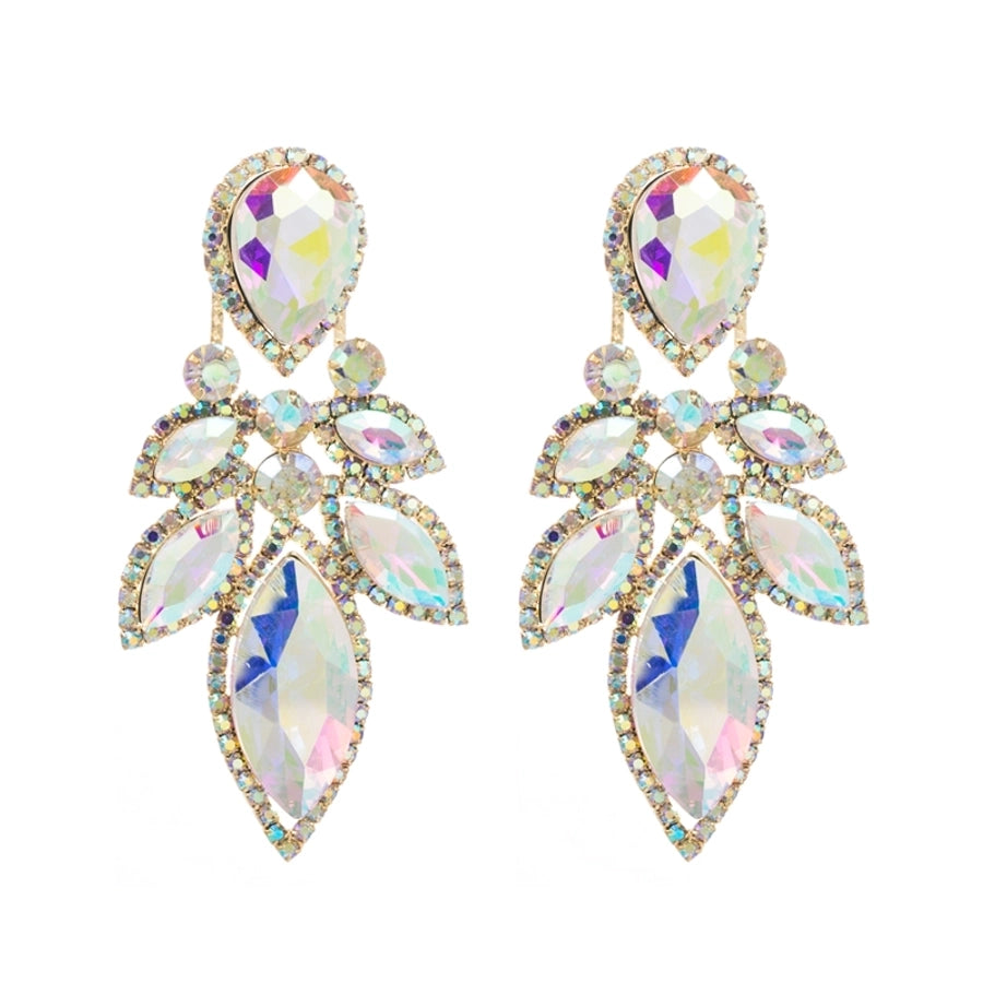 simple style leaf alloy inlay rhinestones women's drop earrings 1 pair