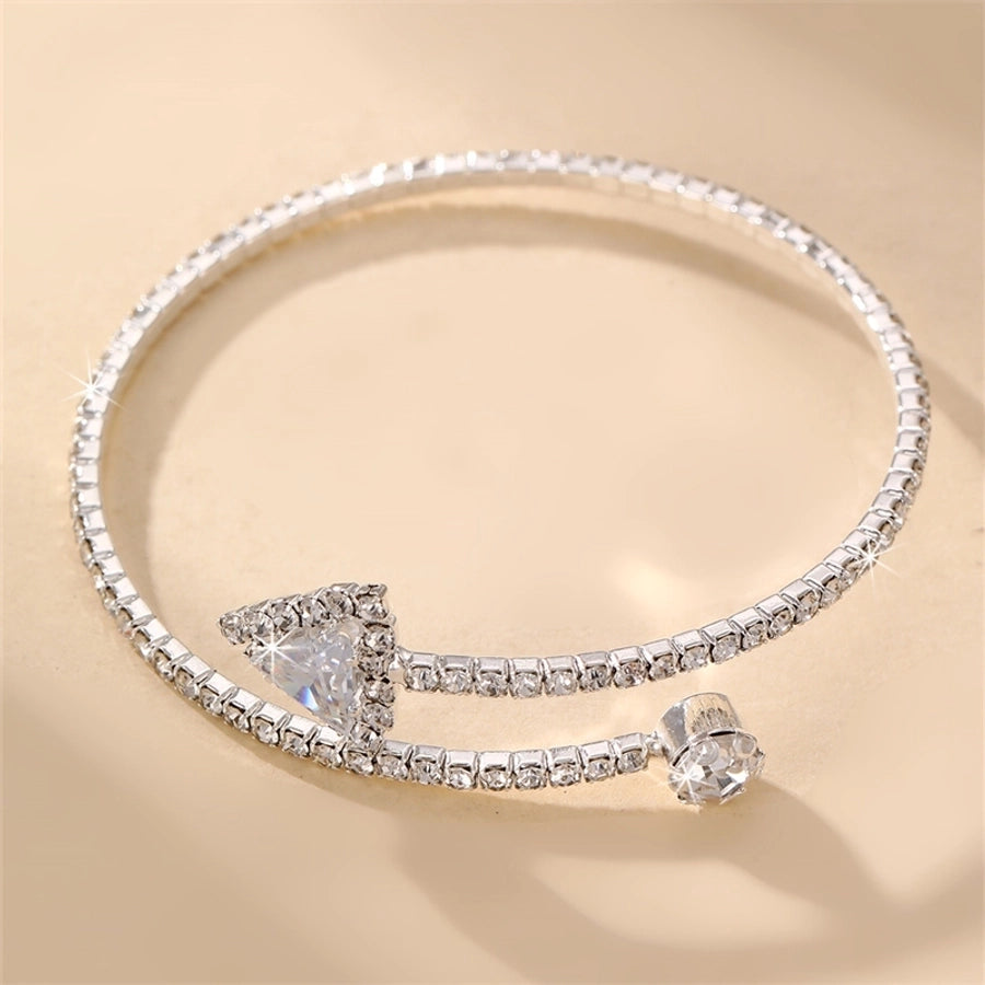 modern style simple style triangle water droplets bow knot artificial gemstones artificial pearl inlay rhinestones pearl women's bangle