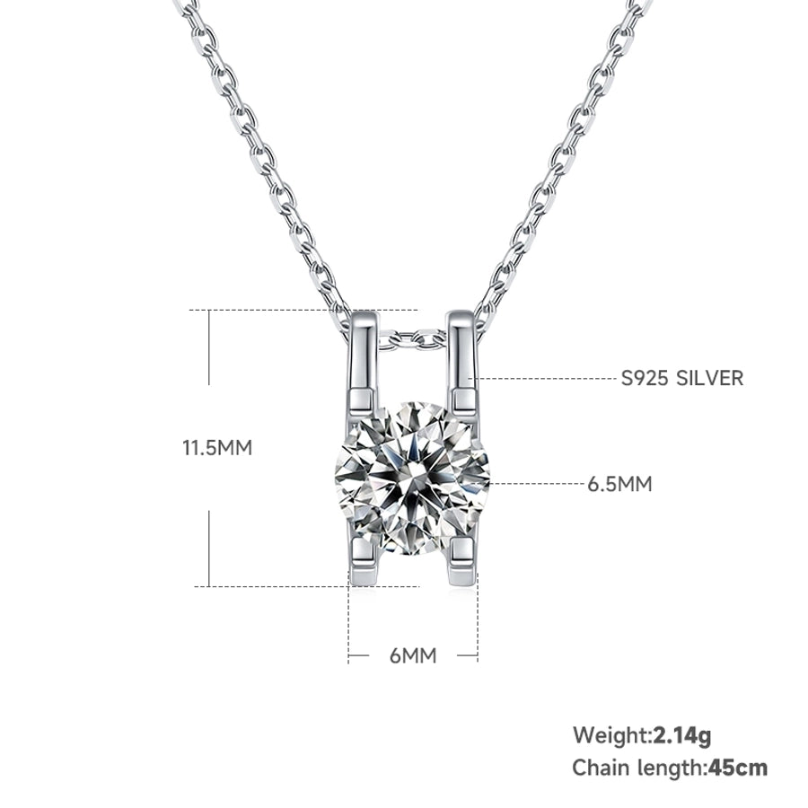 Elegant Princess Sweet Geometric Sterling Silver Inlay Zircon Rhodium Plated Women's Earrings Necklace