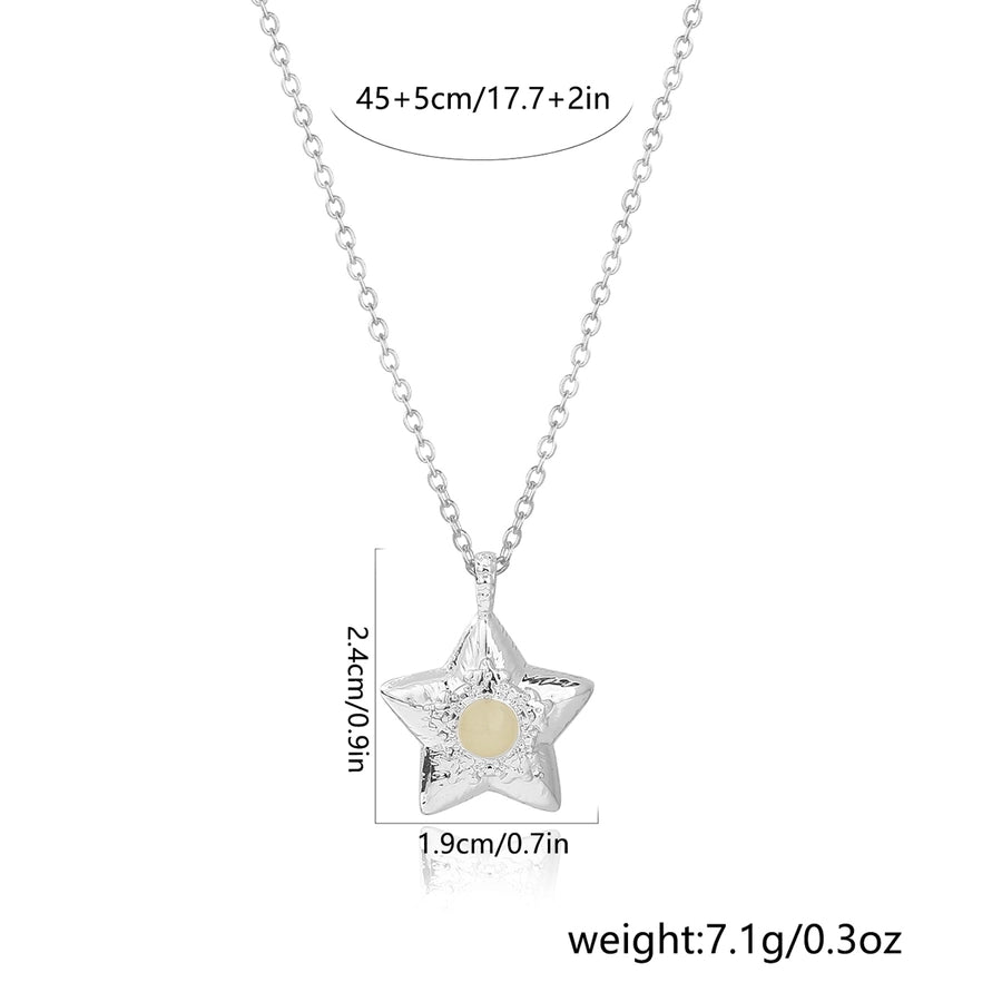 Novelty Simple Style Streetwear Star Moon Heart Shape Zinc alloy  Pendant Necklace