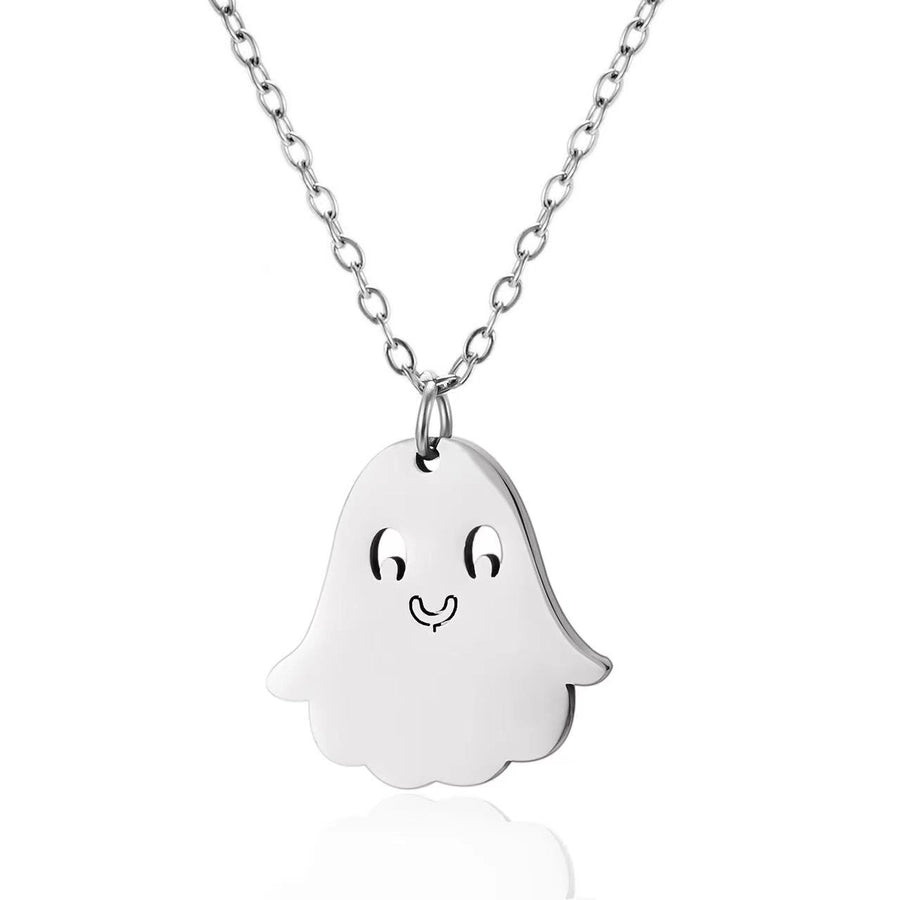 New Halloween Element Titanium Steel Necklace Pumpkin Head Ghost Ornament Fashion  Witch Design Sense Ornament Necklace
