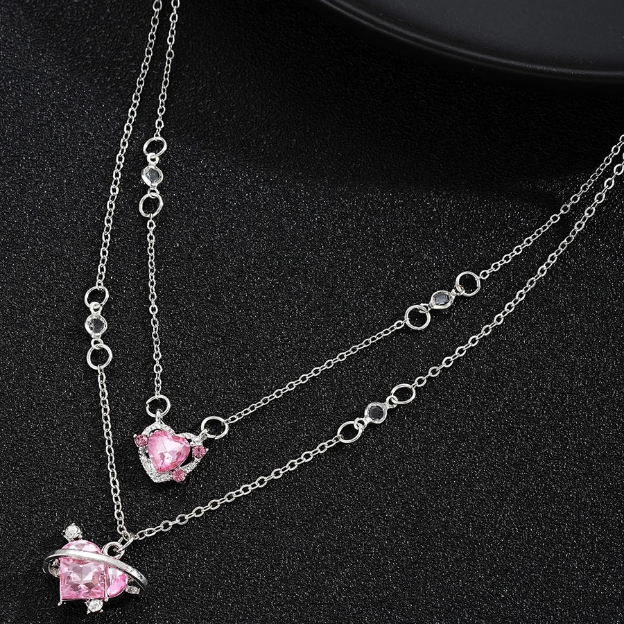Elegant Heart Shape Alloy Rhinestone  Pendant Necklace