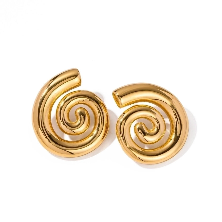 1 Pair IG Style Simple Style Solid Color Spiral 304 Stainless Steel 18K Gold Plated Ear Studs