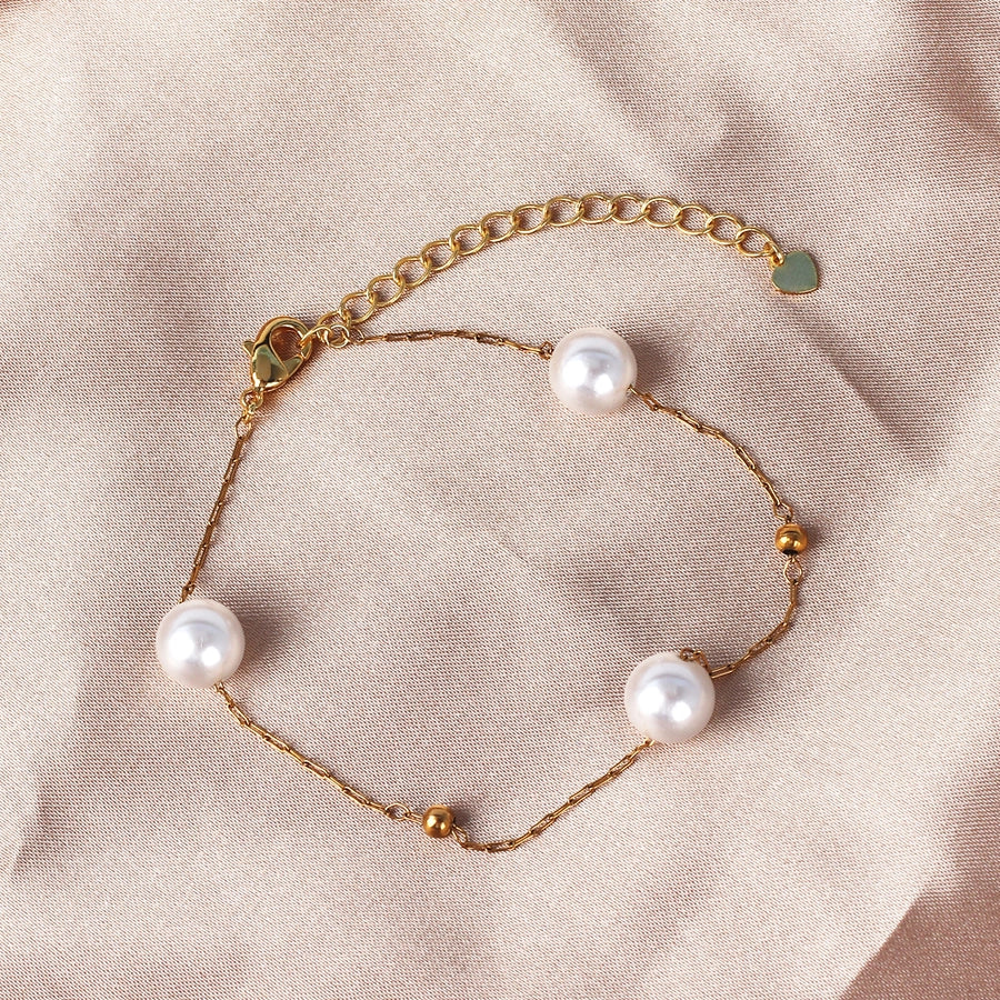 Copper 18K Gold Plated Beaded Geometric Bracelets Necklace