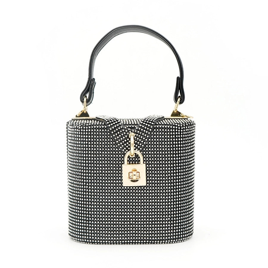 Rhinestone satin Solid Color Bucket Evening Bags