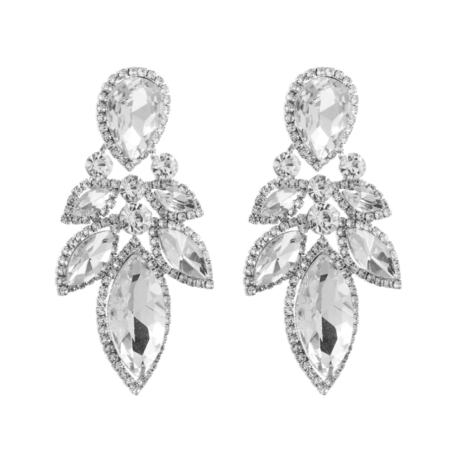 simple style leaf alloy inlay rhinestones women's drop earrings 1 pair