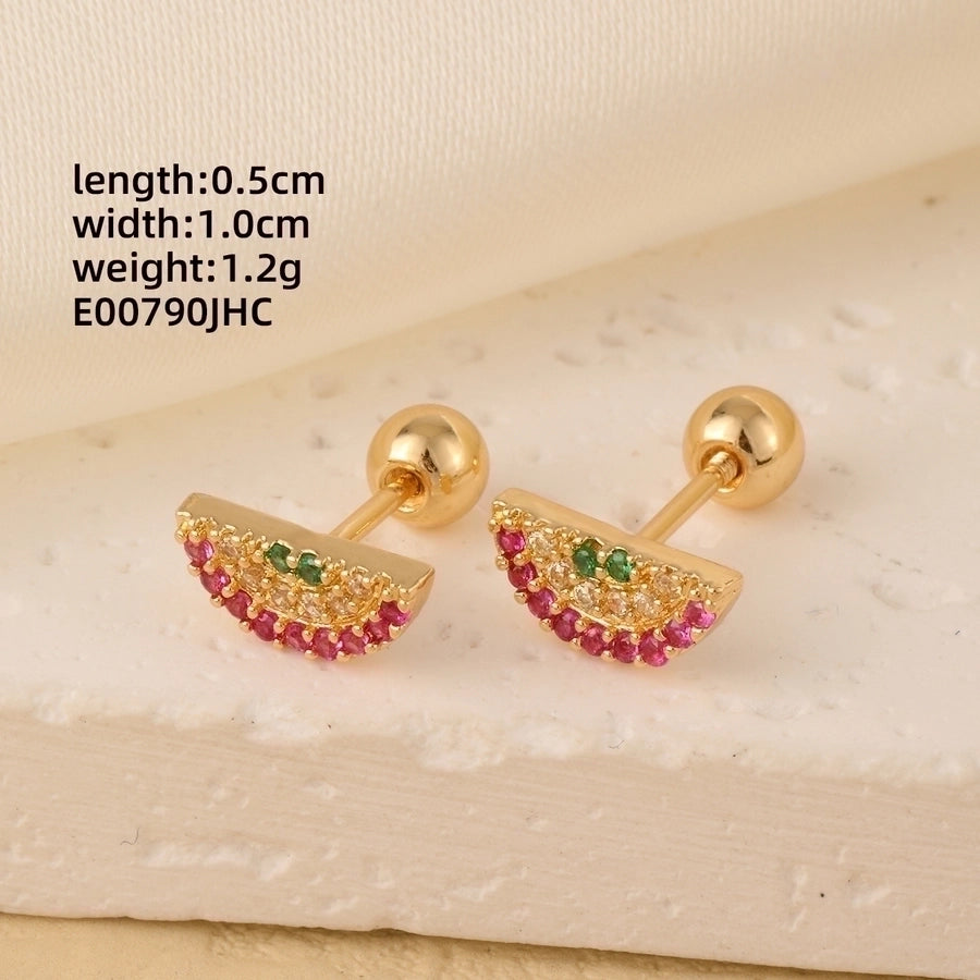 1 Pair Elegant Simple Style Geometric Heart Shape Butterfly Inlay 304 Stainless Steel Copper Zircon Gold Plated Ear Studs