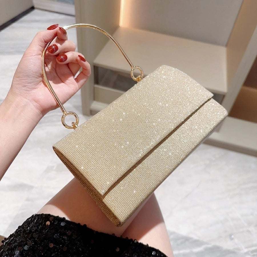 gold silver polyester solid color rhinestone square evening bags