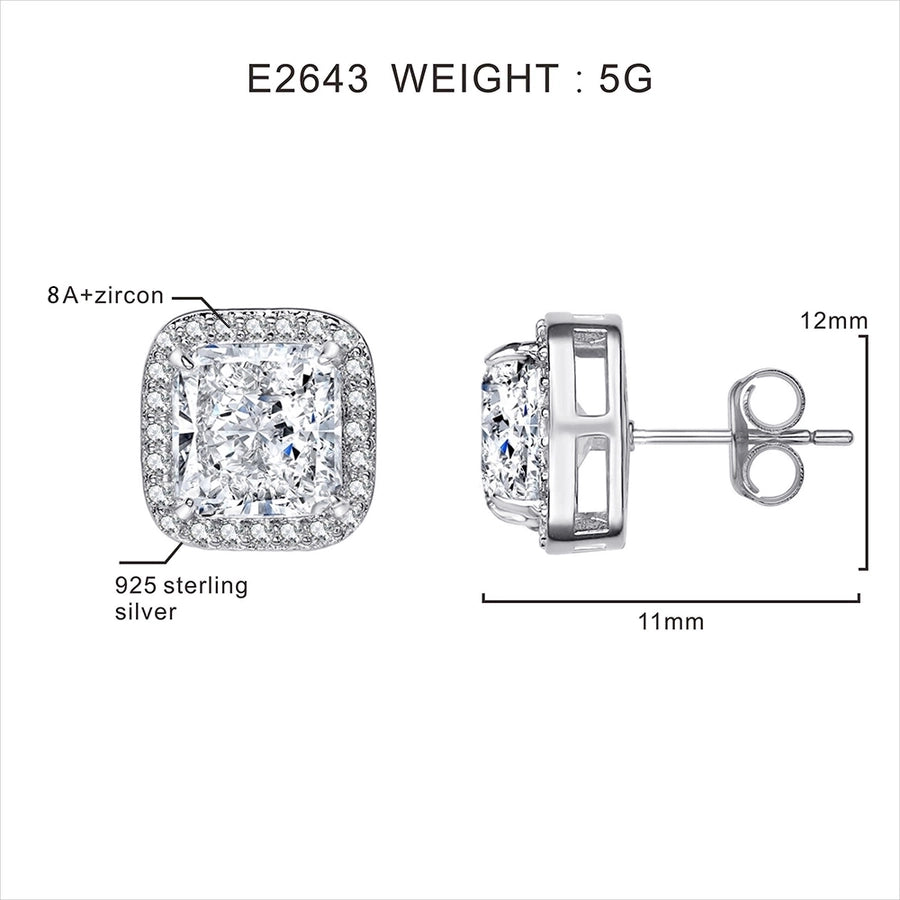 Foxi Cube Sugar Design 925 Sterling Silver Material Ice Flower Cut Zircon Women's Stud Earrings