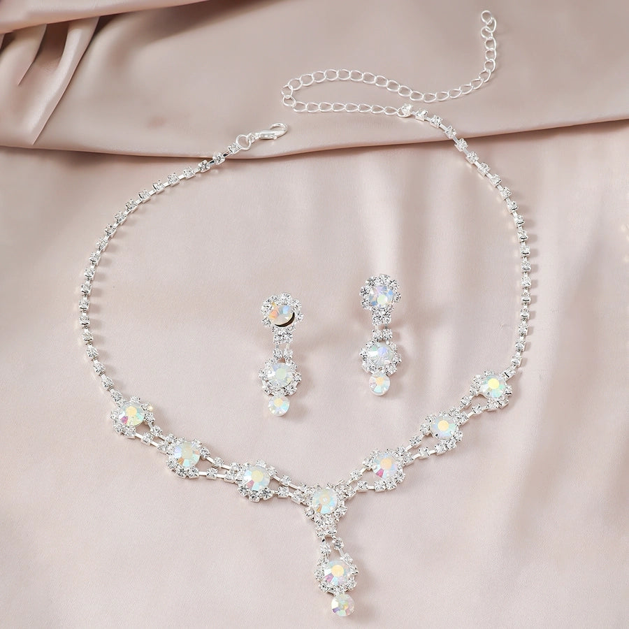 Elegant Luxurious Queen Geometric Alloy Rhinestones Silver Plated Women's