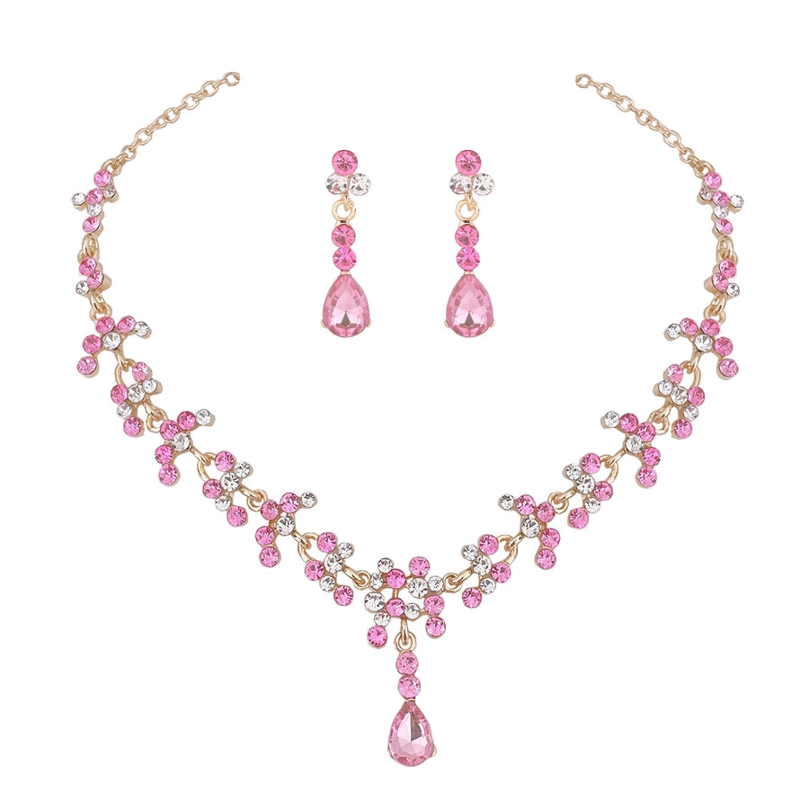 Simple Style Heart Shape Zinc alloy Inlay Artificial Crystal Women'S Jewelry Set