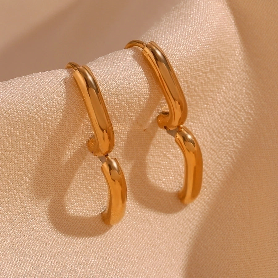 1 Pair Simple Style Solid Color Plating 304 Stainless Steel 18K Gold Plated Earrings