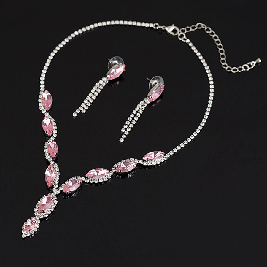 princess glam water droplets rhinestones artificial crystal  earrings necklace