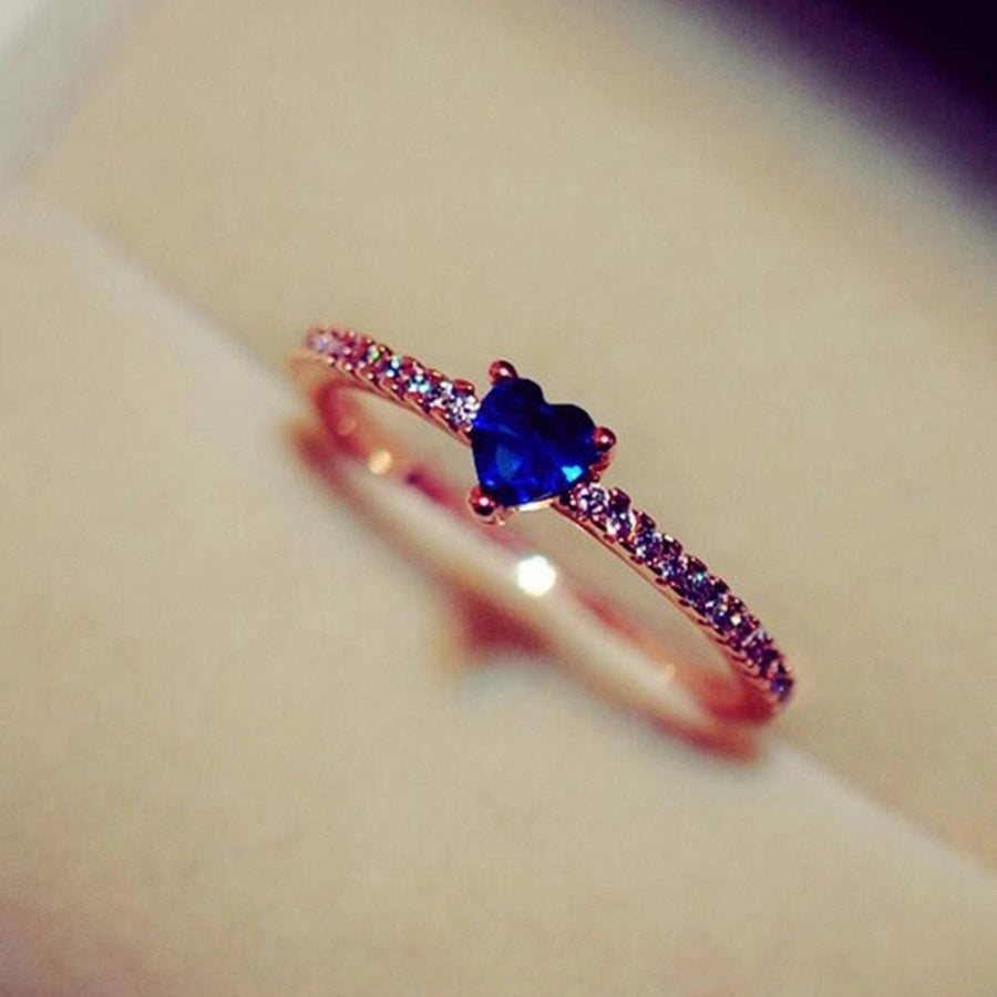 1 piece simple style heart shape alloy plating inlay artificial gemstones women's rings