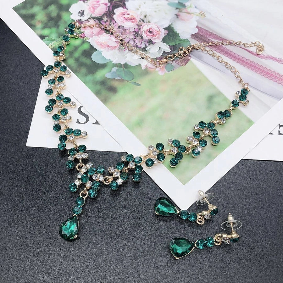 Shiny Round Water Droplets Alloy Plating Inlay Rhinestones Women's Jewelry Set