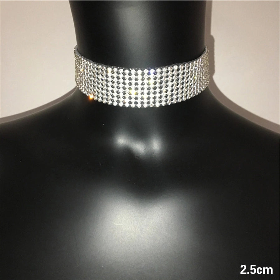 ins style streetwear geometric alloy inlay rhinestones women's choker
