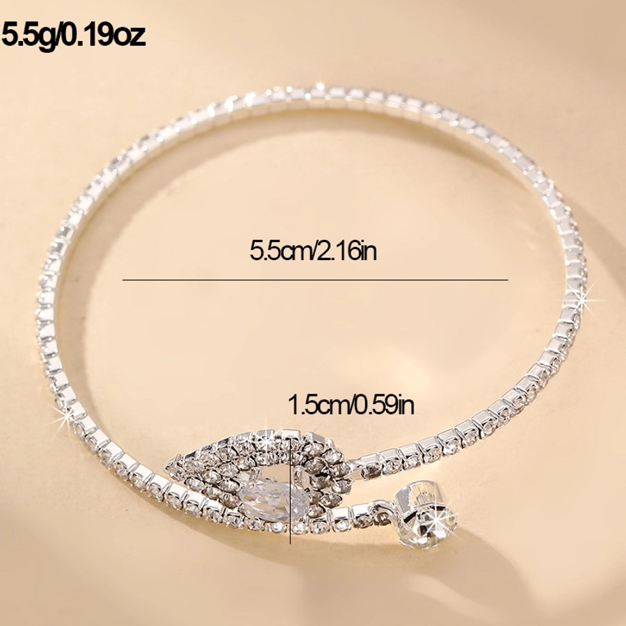 modern style simple style triangle water droplets bow knot artificial gemstones artificial pearl inlay rhinestones pearl women's bangle
