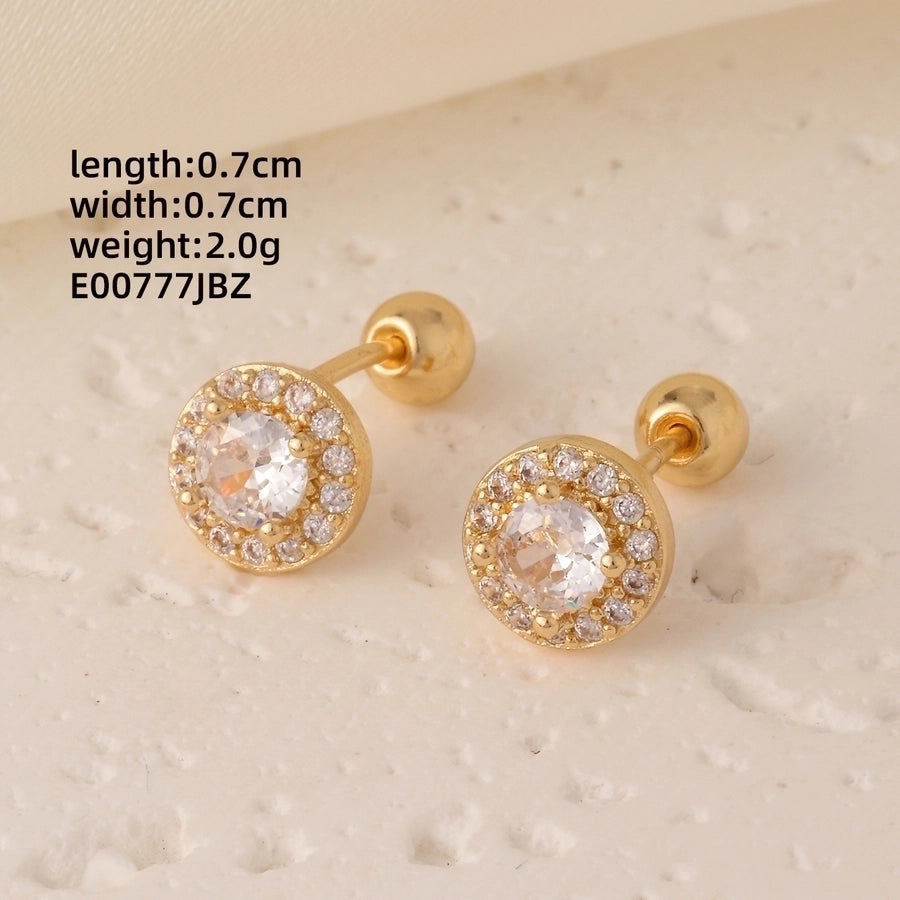 1 Pair Elegant Simple Style Geometric Heart Shape Butterfly Inlay 304 Stainless Steel Copper Zircon Gold Plated Ear Studs